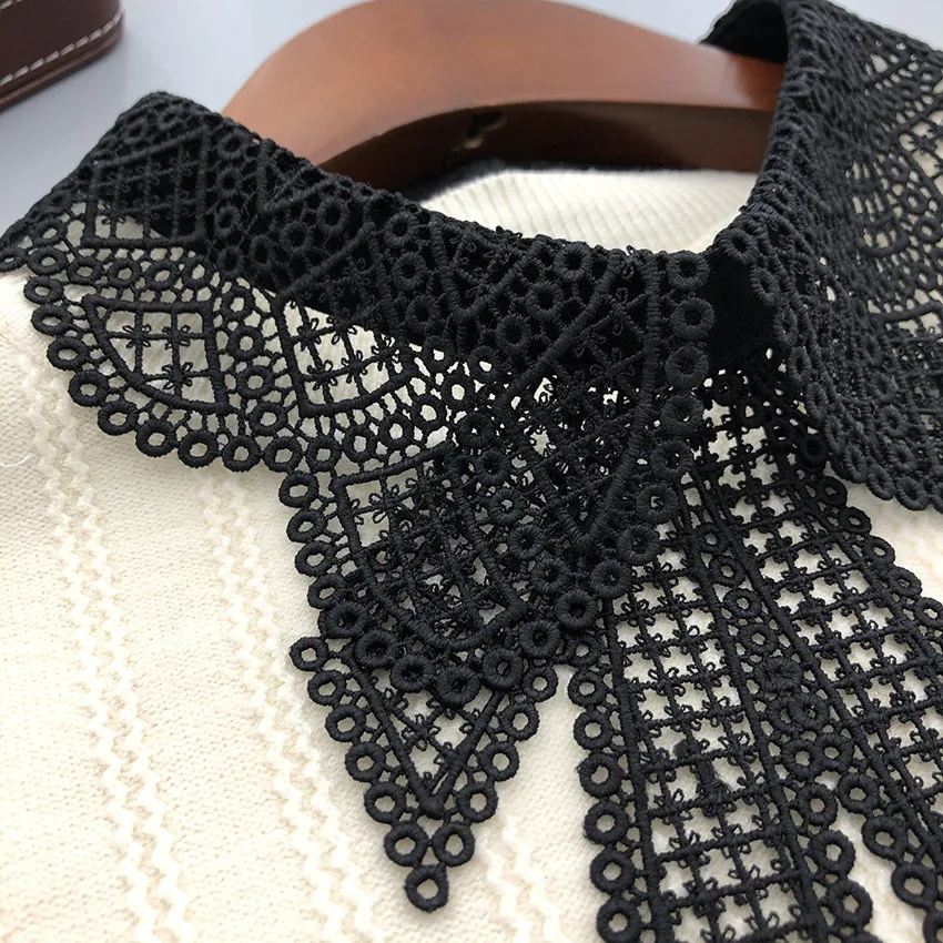 Универсальный Съемный воротник женский водорастворимый с маленькой вышивкой и