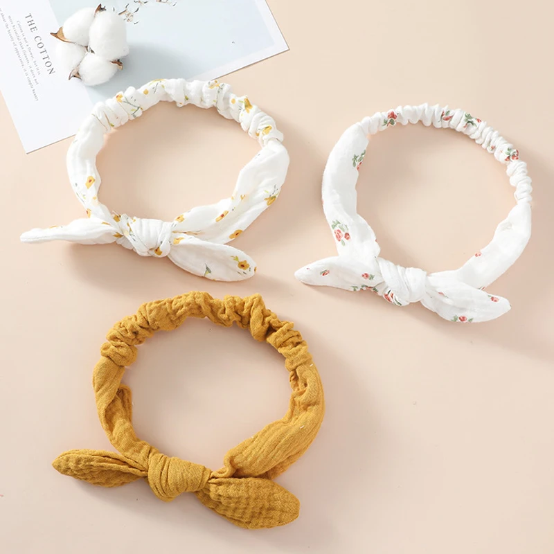 

Baby Elastic Hair Bands Girl Headband Cotton Linen Kids Headwear Knot Hair Accessories Toddler Rabbit Ear Turban Playa Ties Soft