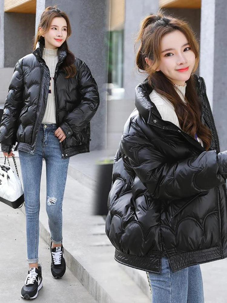 2022 Y2k New Cotton Short Winter Coat for Women Bread Outdoor Leisure Type Clothing Stand Up Collar Padding Cotton Puffer Jacket