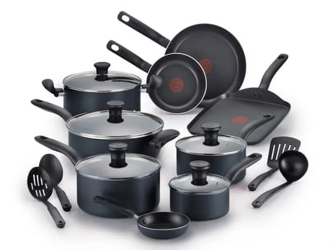 

Initiatives 18 Piece Non-stick Dishwasher Safe Cookware Set, Gray