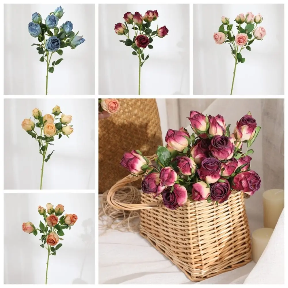 Настоящее прикосновение 7 головок искусственные цветы розы ретро имитация
