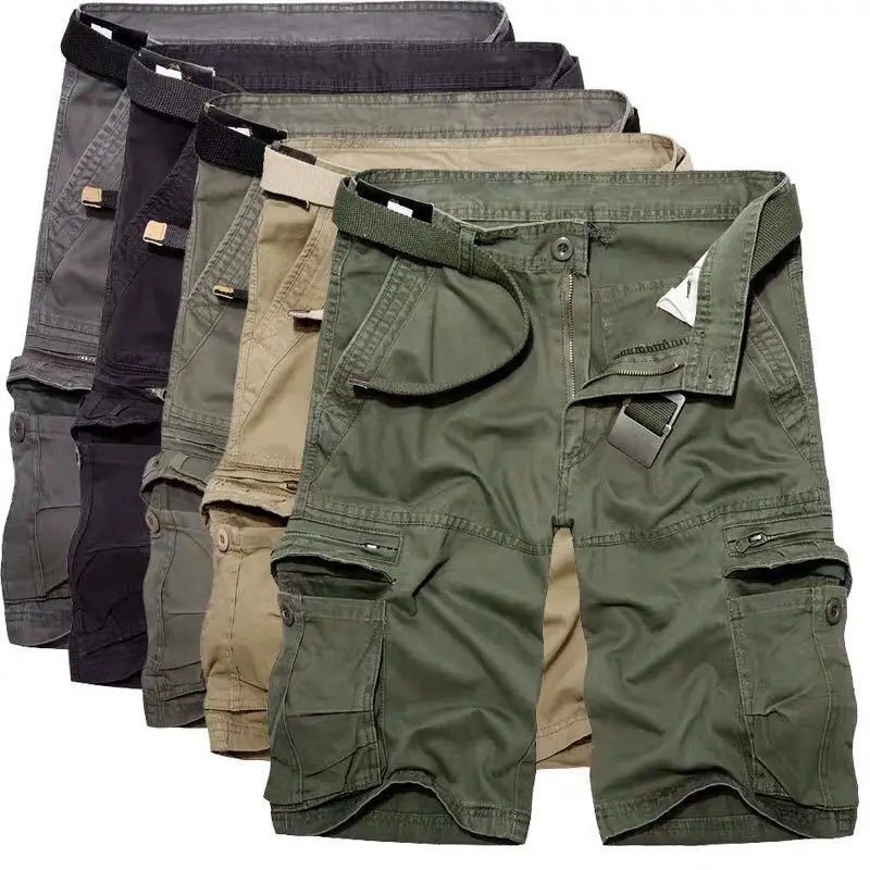 

Summer Mens Cargo Shorts Cotton Loose Pocket Tactical Shorts Men Military Pants Army Green Solid Color Casual Short Pants 28~40