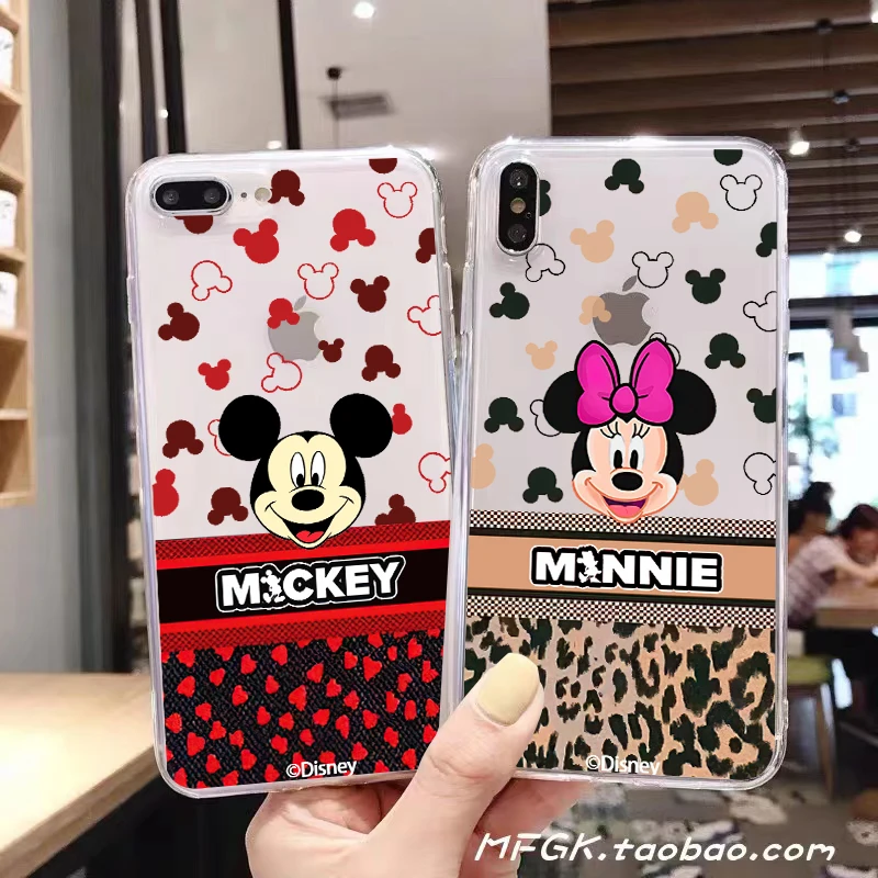

Leopard Print Mickey Mouse For Apple iPhone 11 12 13 Pro Max 12 13 Mini X XR XS Max SE 6 6S 7 8 Plus Clear Phone Case TPU Cases