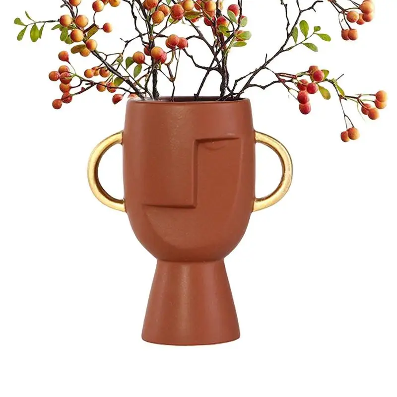 

Abstract Face Vase Creative Ceramic Floral Vases Face Sculpture Decorative Flower Vase For Wedding Party Home Bedroom Bedside