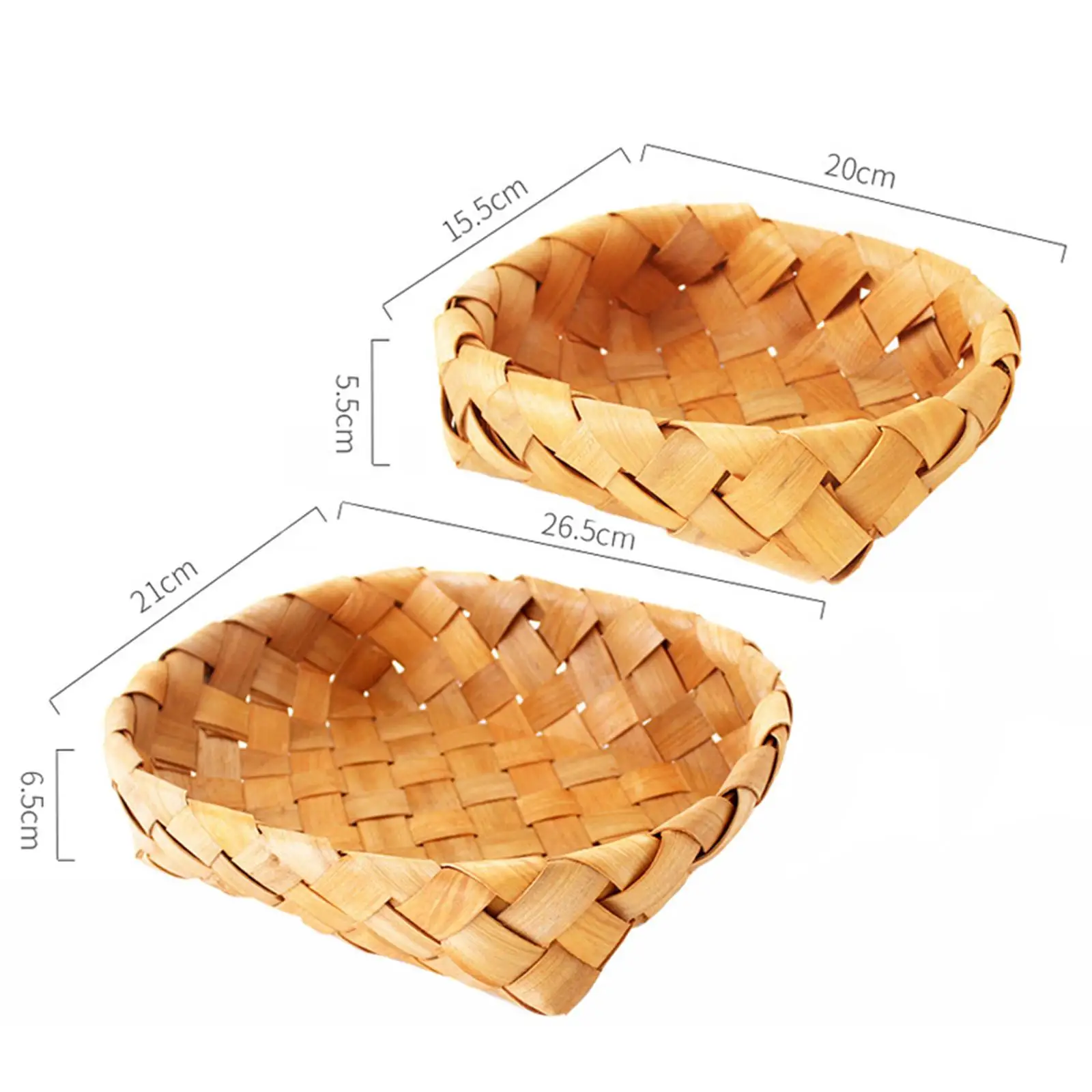 

2x Wood Chip Woven Basket Container Storage for Bread Vegetables Countertop