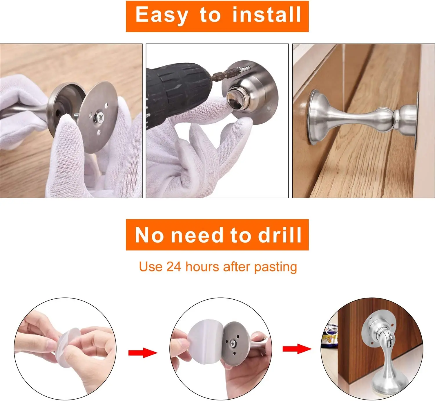 

Магнитный дверной ограничитель из нержавеющей стали, не требует сверления, 3 м, двусторонняя клейкая лента, магнитный дверной держатель, мяг...