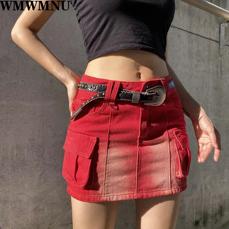 Корейская летняя уличная одежда короткая юбка-карго женская джинсовая юбка с