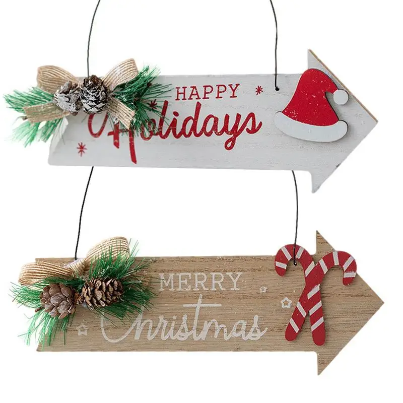 

Merry Christmas Wooden Door Sign New Year Decoration | Rustic Wooden Door Sign Indoor Outdoor Party Holiday Home Office Decor