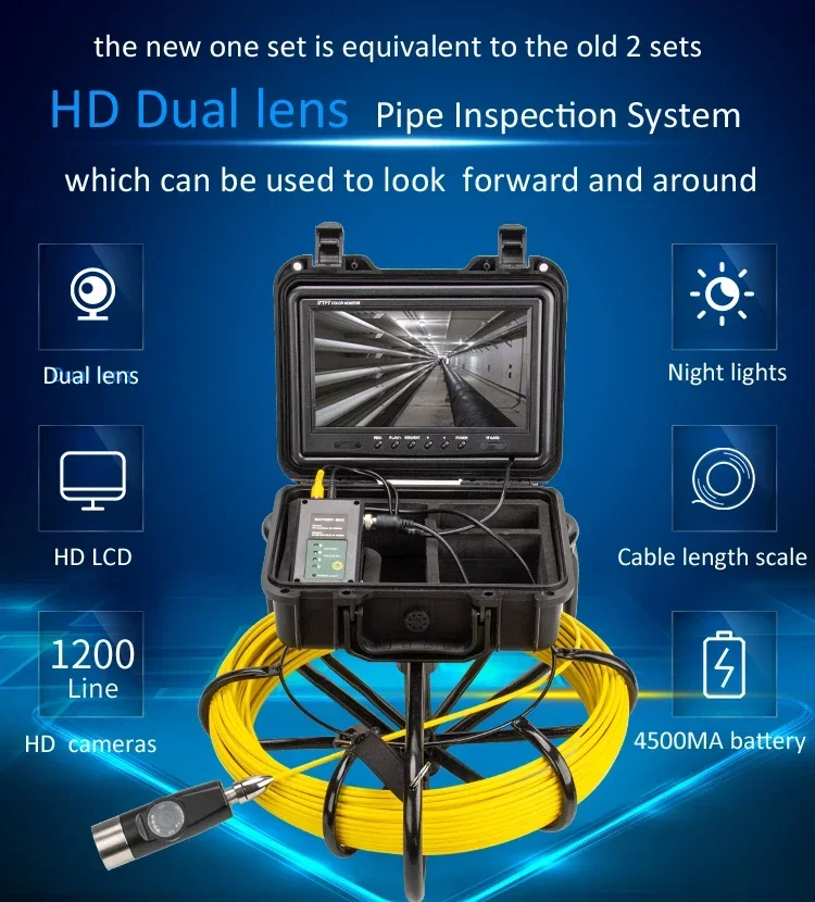 WP9600E Эндоскопическая камера с двумя объективами 42 мм HD 1200TVL 9-дюймовый ЖК-эндоскоп