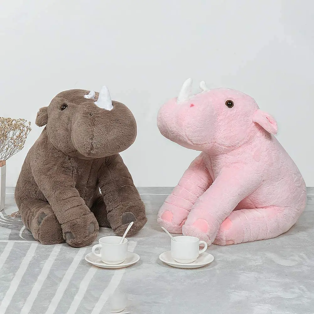 

24 Inches African Rhinoceros Stuffed Toys Big Rhino Wild Animals Plush Toy Gifts for Children Simulation Plush Toys