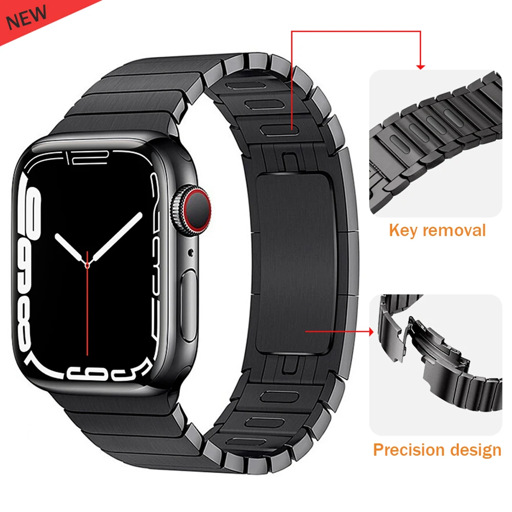 Metal Link Strap For Apple Watch Band Ultra 45mm 41mm 38/40mm Stainless Steel watch link For iwatch 8 7 6 4 Bracelet 49mm band