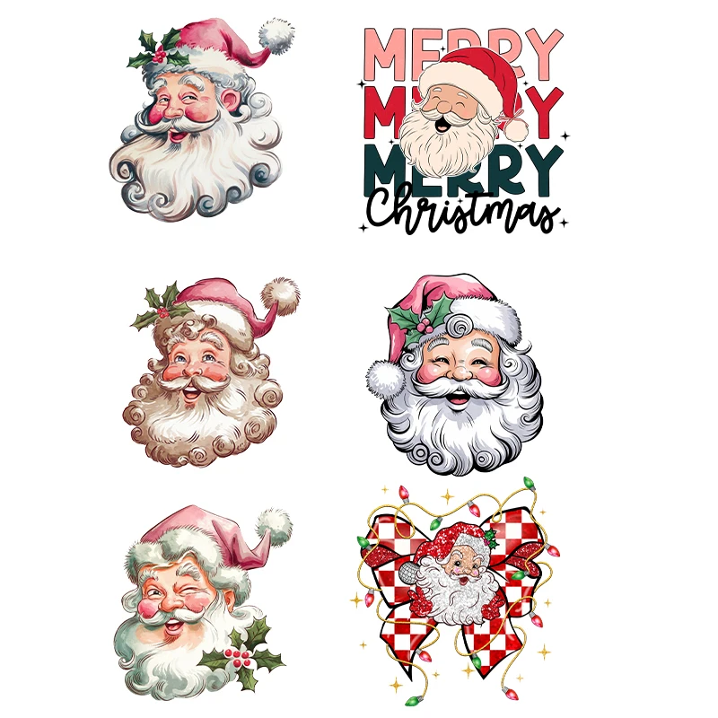 Рождественская тема Санта-Клауса DTF Transfer Patch футболки Cartonn милый дизайн