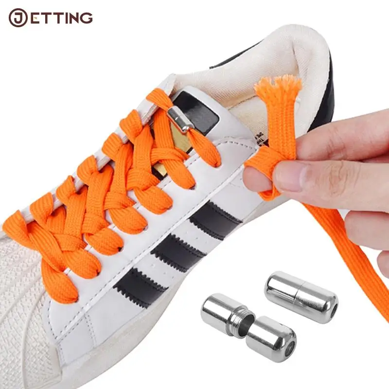 

110cm Anti-Dropping Elastic No Tie Shoelaces Flat Shoe Laces For Kids and Adult Sneakers Quick Lazy Metal Lock Laces Shoe String