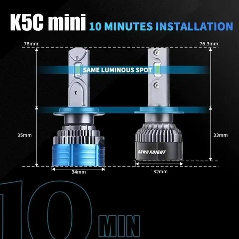 DAWNKNIGHT K5C Mini 40W H7 H4 Long Life Version Светодиодная лампа для фар 4300K K6C Led HB3 H11 Лампа H1 HB4 Светодиодные фонари для автомобиля 12 В