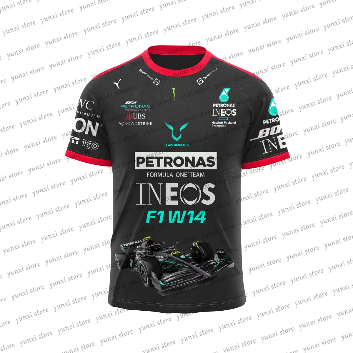

Black Men's Summer Racing Themed T-Shirt No. 44 No. 63 Driver New Formula Race Large-Size Breathable Quick-Dry Short Sleeves