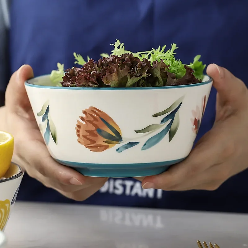 5-дюймовая цветочная миска с ручной росписью круглая керамическая подглазурная