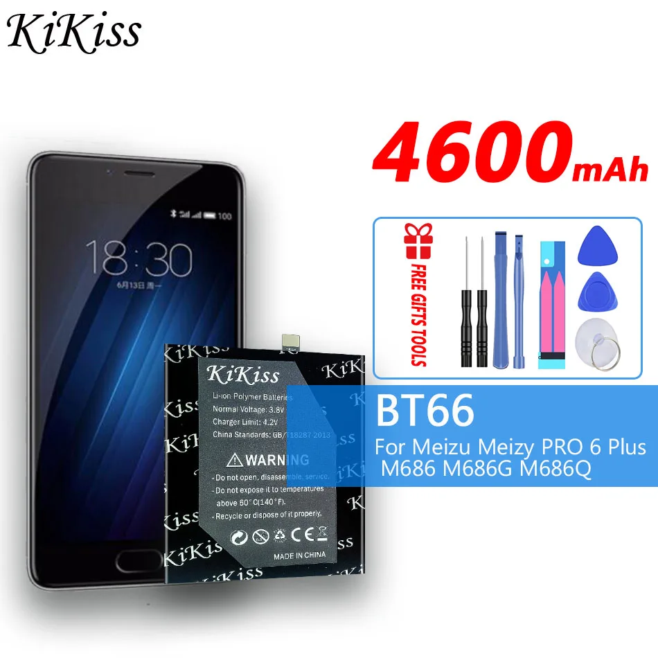 

Аккумулятор kikiss BT66 на 4600 мАч для Meizu PRO 6 Plus мобильный телефон, Высококачественная батарея с номером отслеживания