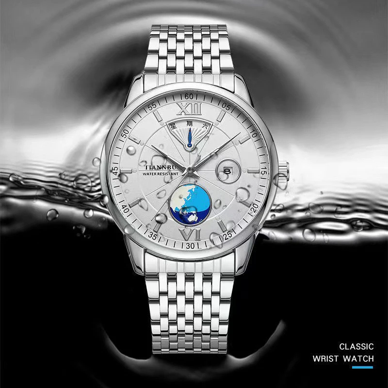 

Мужские кварцевые часы модные роскошные спортивные наручные часы из нержавеющей стали новинка 2023 деловые водонепроницаемые светящиеся часы с календарем и датой