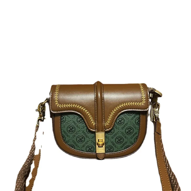 Luxury Brand Contrast Saddle Bag Women's Bag 2023 New High-class Buckle Underarm Bag Single-shoulder Messenger Ba Sac