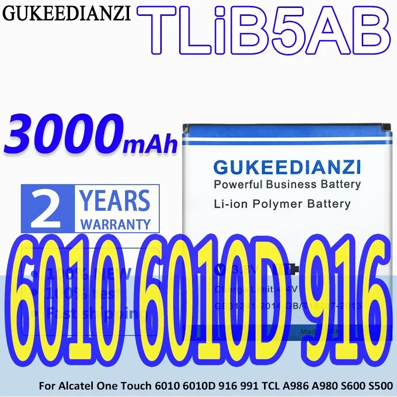 Аккумулятор GUKEEDIANZI большой емкости TLiB5AB 3000 мАч для Alcatel One Touch 6010 6010D 916 991 TCL A986 A980 S600