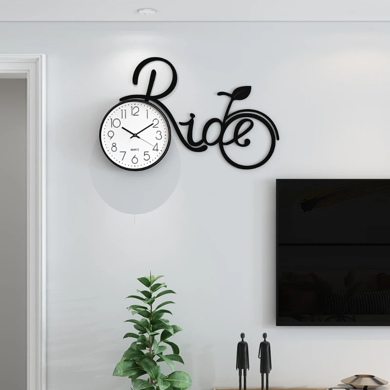 

Bicycle wall clock, living room watch, no punching, creative and fashionable home use, internet celebrity, simple and modern TV