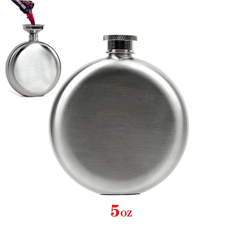 5 Oz Alcohol Hip Flasks Round Whiskey Flask Stainless Steel Drinkware Russian Wine Bottle Liquor Pot Accessories