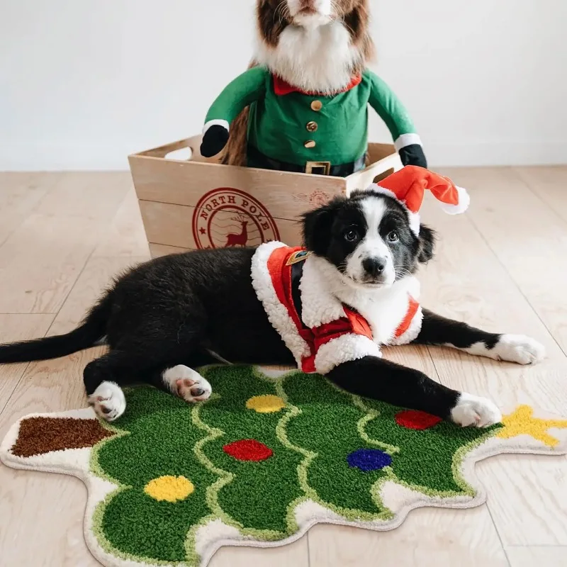 Скандинавский рождественский ковер Рождественская елка Санта-Клаус в форме