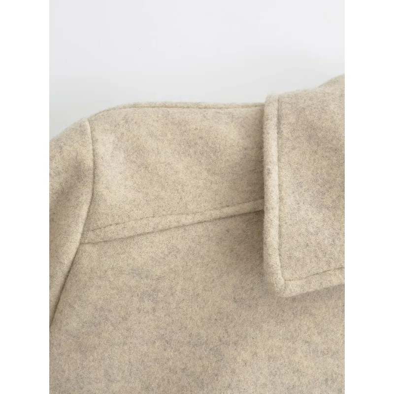 Куртка TRAF ZR Женская шерстяная верхняя одежда модные городские пальто элегантное