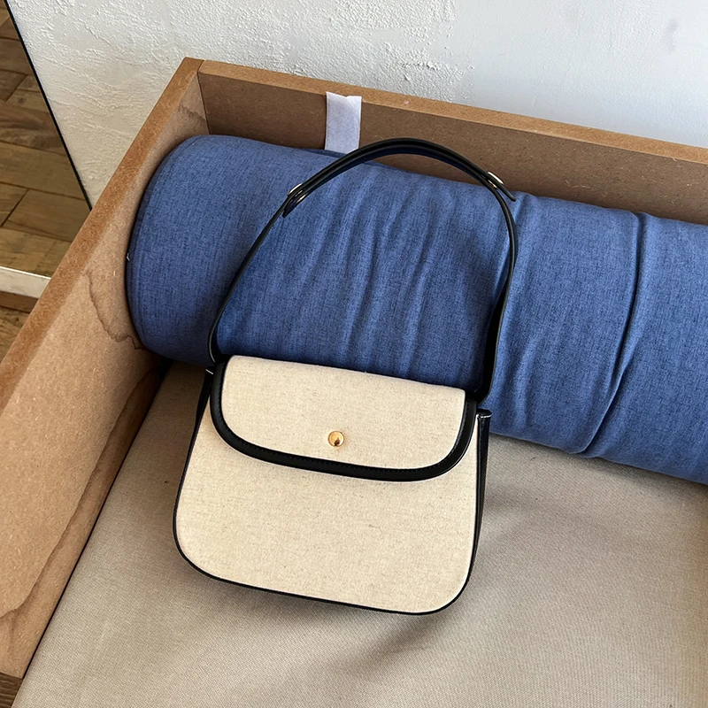 

Fashion Women’s Small Square Shoulder Bags Simple Female Underarm Bag Purse Handbags Solid Color Canvas Ladies Messenger Bags