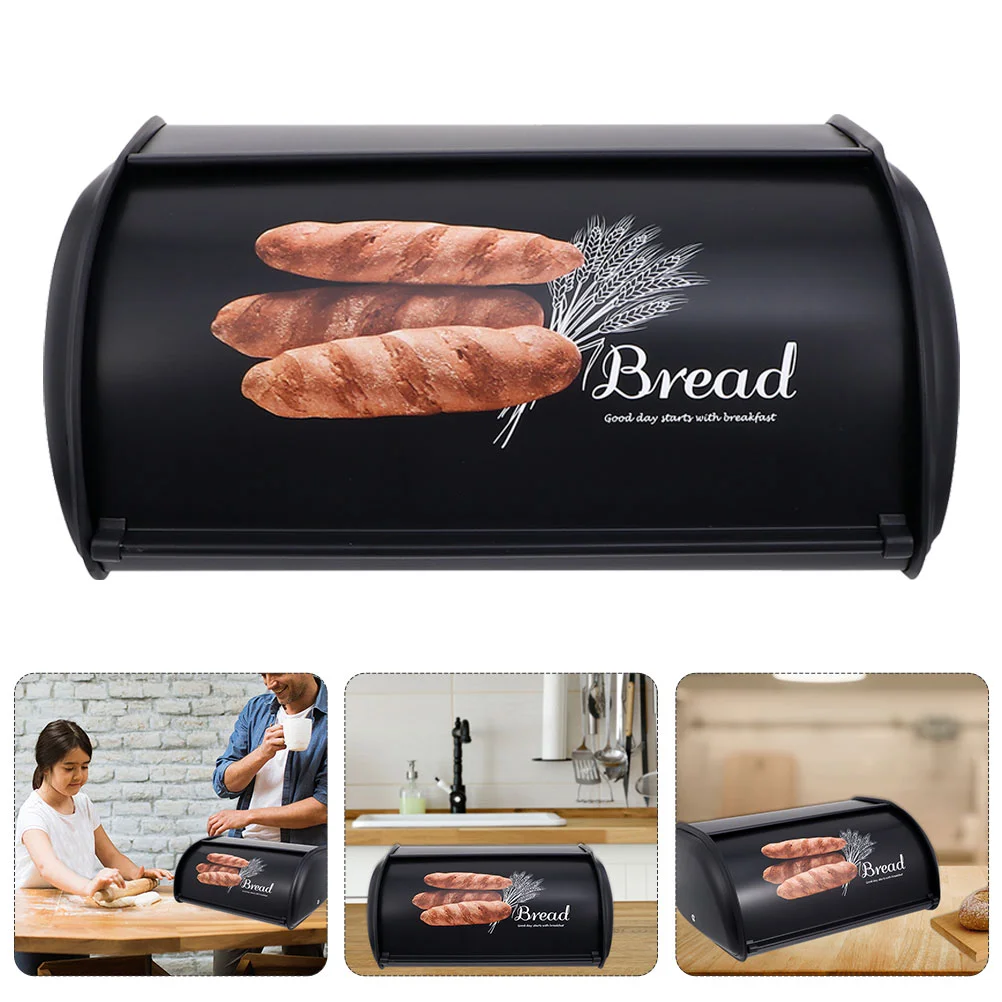 

Tabletop Storage Box Creative Bread Storage Box Cake Shop Bread Holder (Black)