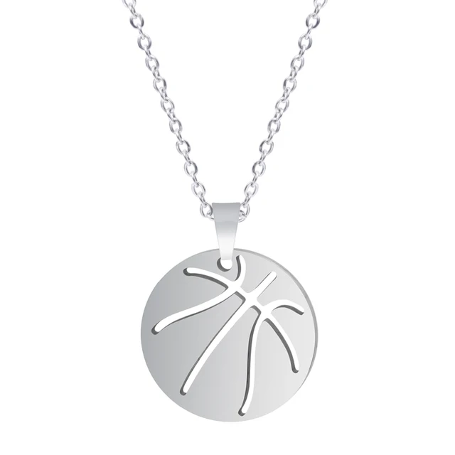 

Basketball Necklace Stainless Steel Mens Fashion Pendant Necklaces for Boyfriend Gift Enthusiast Sport Jewelry Ball Charm