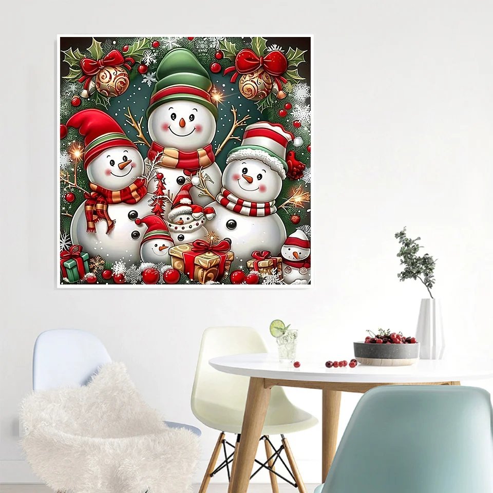 5D Комплект Алмазной Живописи Полная Круглая Дрель Мультяшный Снеговик Вышивка