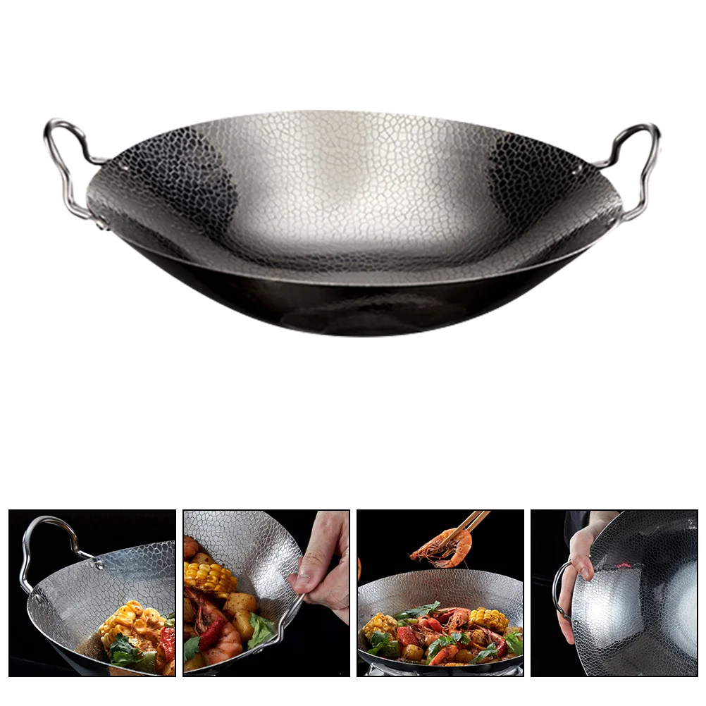 

Seafood Pot Stainless Steel Double Handle Seafood Dry Pot Cooking Pot Non Stick Wok Spill-proof Dry Pot for Restaurant
