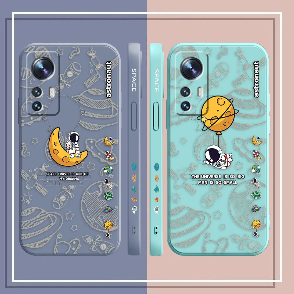 Phone Case For Xiaomi 13 12 12T 12S 11 11T 10S 9 8 Pro Ultra Lite Case Cover Funda Cqoue Shell Capa Cartoon Minimalist Astronaut