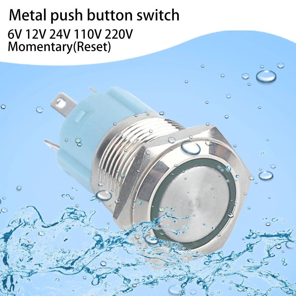 16309F Llluminated Ring Led Мгновенный 16 мм Электрический переключатель 1NO1NC Modern