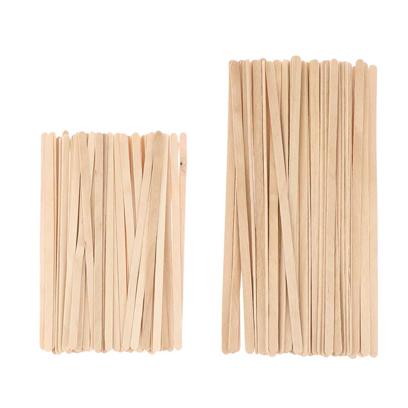 50 Pcs Disposable Wooden Coffee Stirrers Hot Cold Drinking S