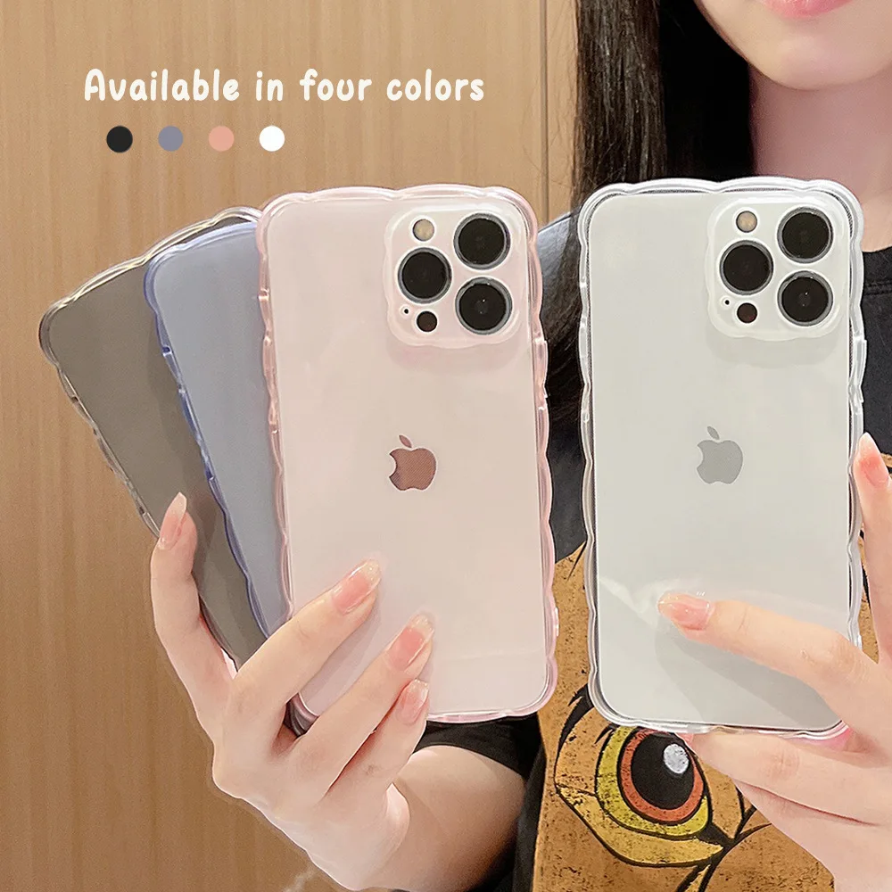 

Wave Clear TPU Soft Case For iPhone 14 Pro Max 14 Plus 13 Mini 12 11 XS XR X 8 7 Phone All-inclusive Lens Drop Protection Case