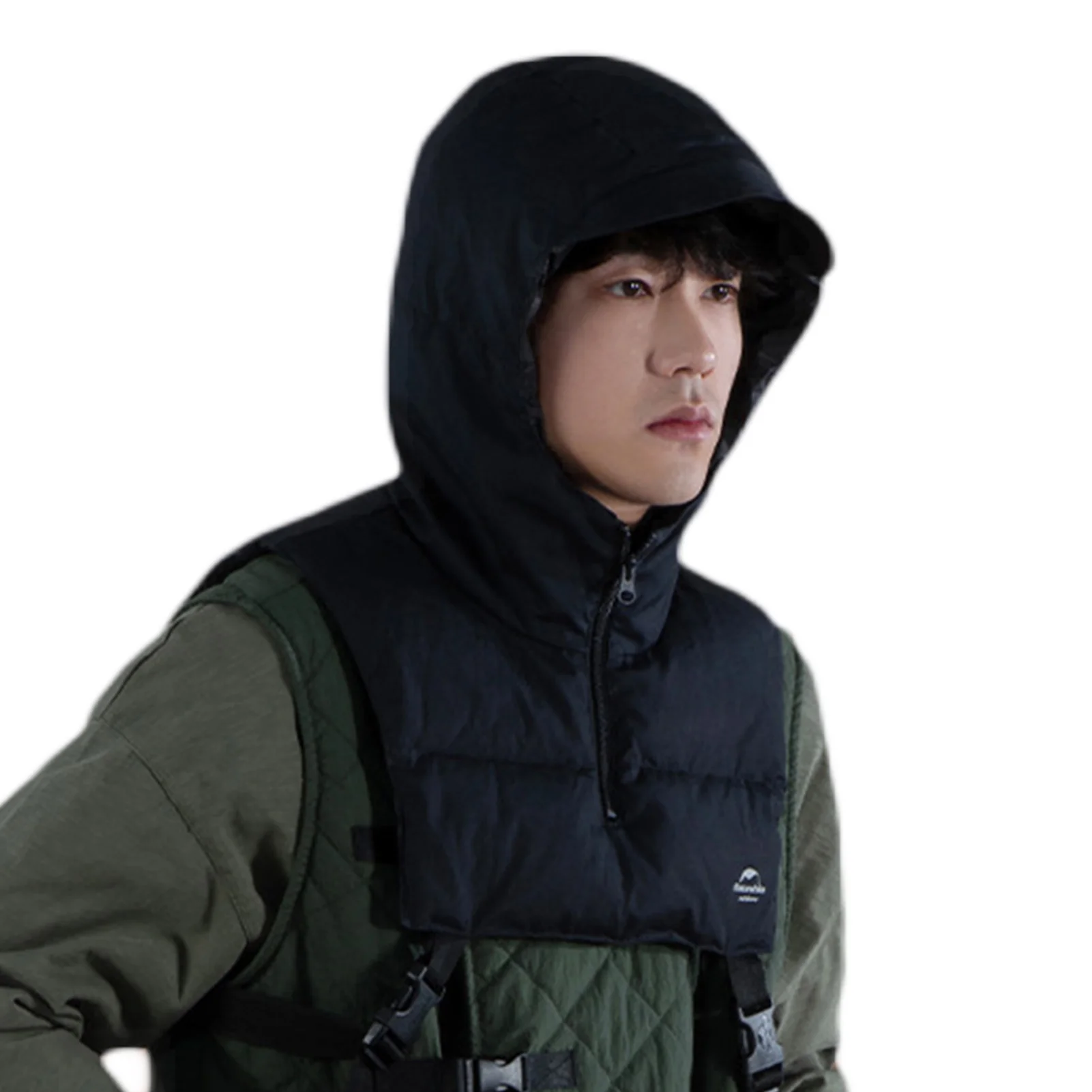 

Зимний теплый шарф, нагрудник для шеи, жилет для езды на шее с капюшоном, короткий жилет унисекс, теплые шарфы с капюшоном для занятий спорто...