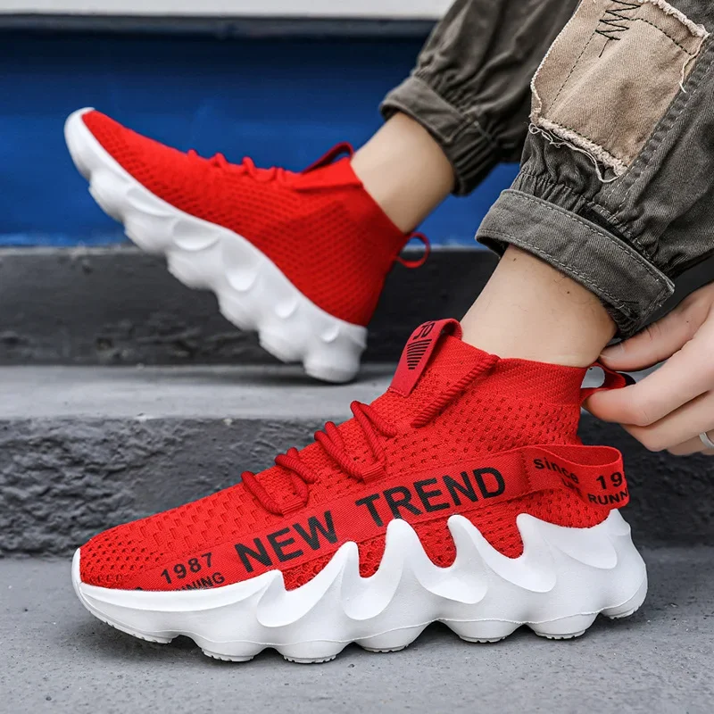 Модная мужская обувь новая дышащая спортивная с сеткой молодежные кроссовки