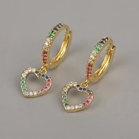 2022 new fashion jewelry copper inlaid zircon heart shaped earrings party holiday gifts hundred matching accessories