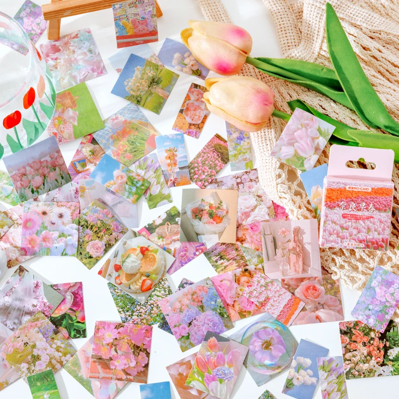 

45Pcs/lot Pink Flowers Tulip Decoration Sticker Diary Diy Gift Wrap Seal Scrapbooking Stickers Kawaii Stationary School Supplies