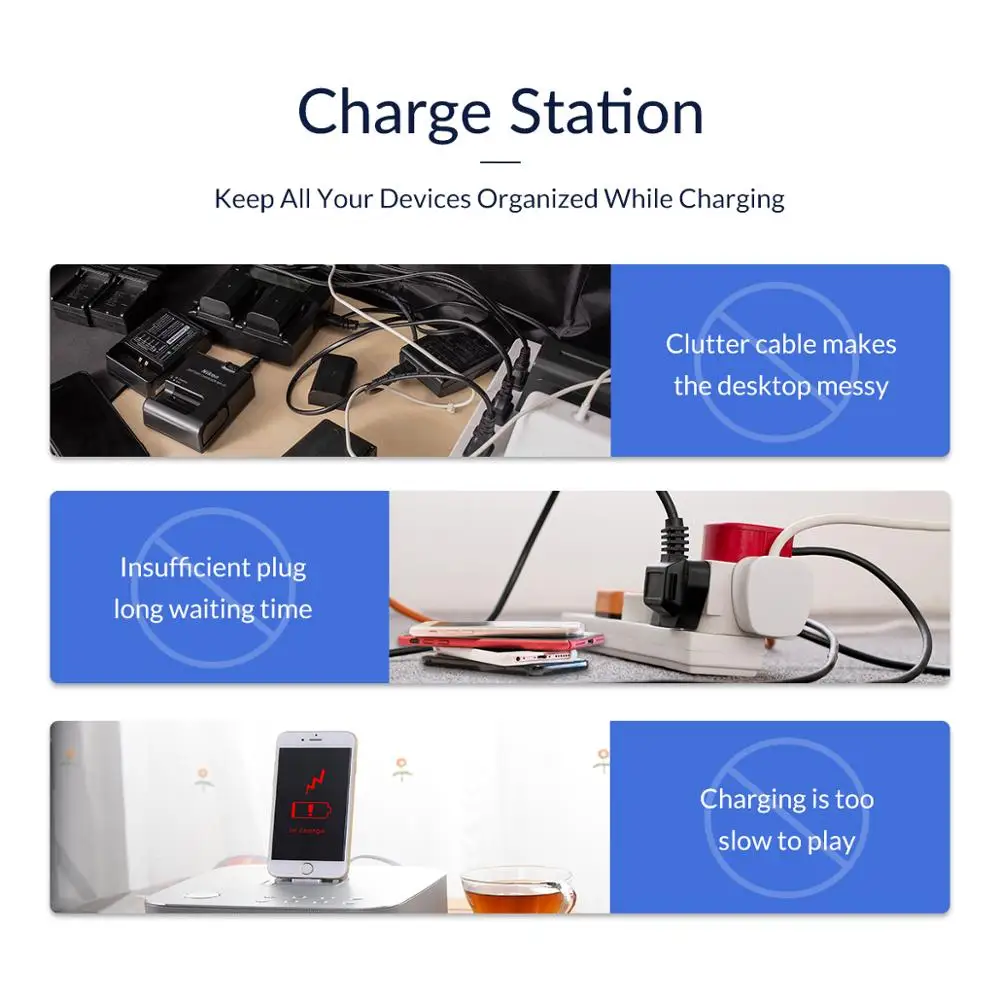 ORICO 7 10 Ports USB Charging Station Dock 120W 5V 2.4A USB Charger for iPhone Samsung Xiaomi Home Office Bar Tablet DUK-10P