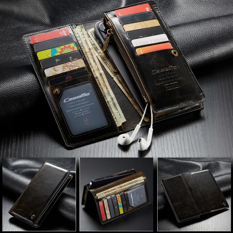 

Genuine Leather Wallet Can Accommodate Mobile Phones Within 6.5 Inches Phone Bag With 12 Card Slots+3 Cash Slot +1 Zipper Pocket