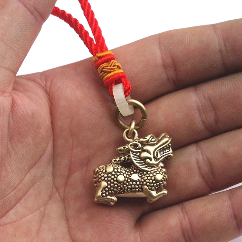 Китайская благоприятная статуя зверя бронзовая фигурка украшения античная медь