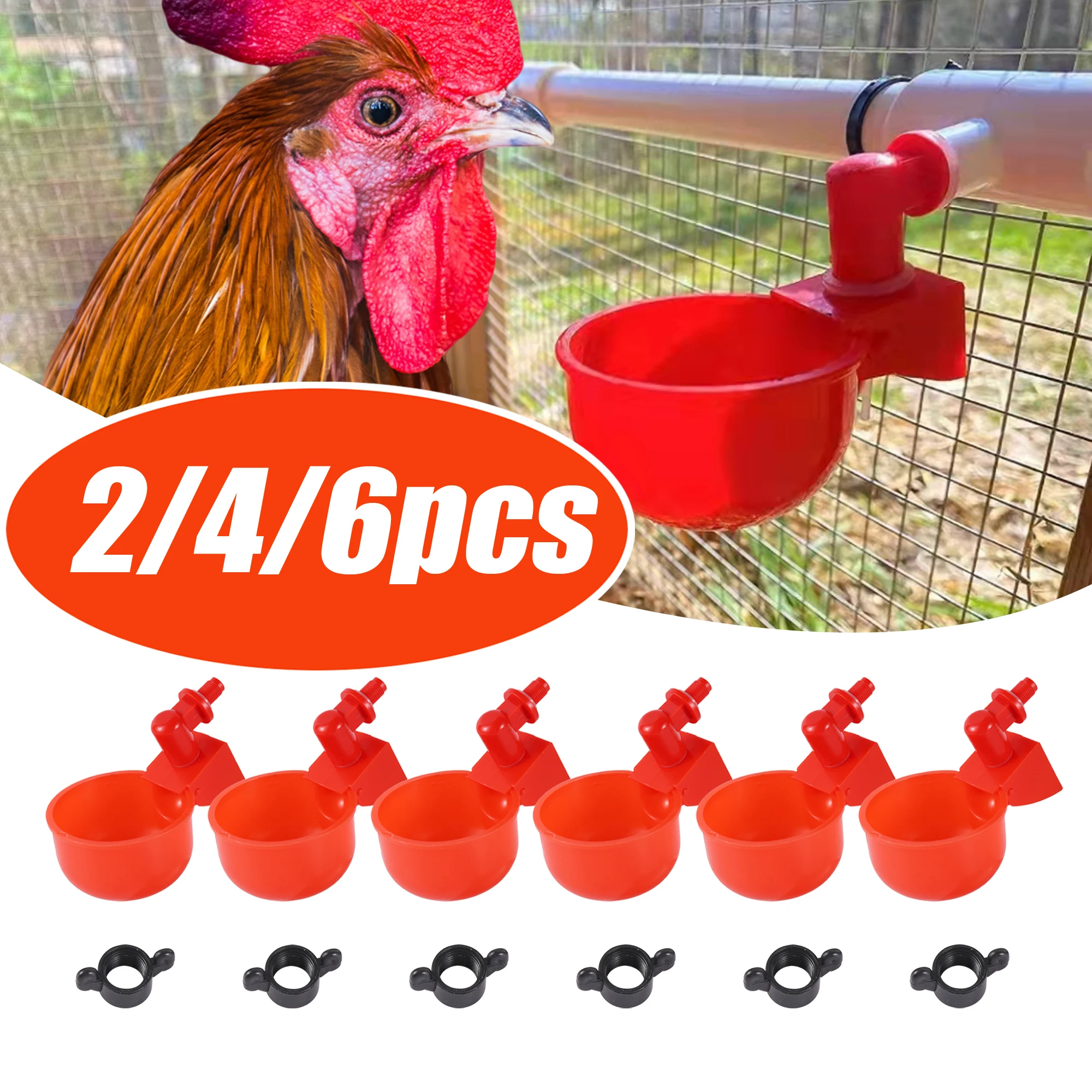 Automatic Chicken Water Cup Waterer Bowl Kit Farm Coop Poultry Waterer Drinking Water Feeder for Chicks Duck Goose Turkey Quail