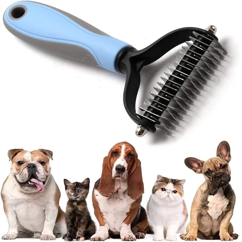 

Pets Fur Knot Cutter Dog Grooming Shedding Tools Pet Cat Hair Removal Comb Brush Double sided Pet Products Suppliers