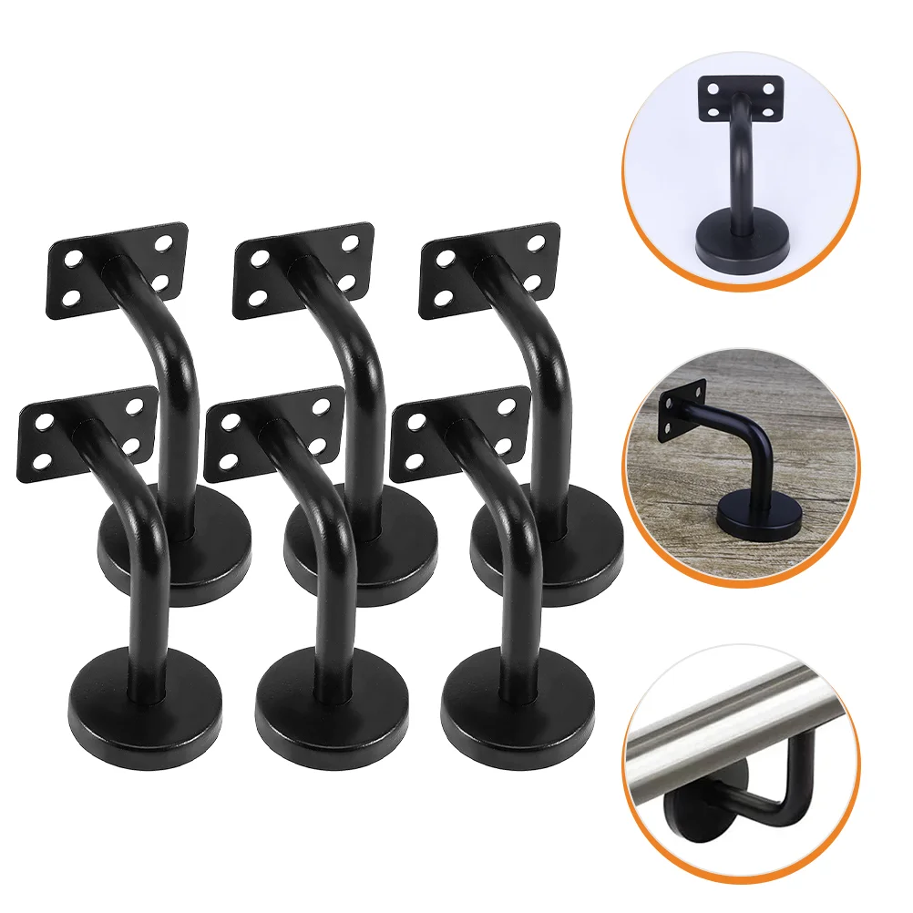 

6 Pcs Stairway Handrail Holder Brackets Pipe Shelf Banister Railing Shelving Handrails Wall Hanger Stainless Steel Hardware