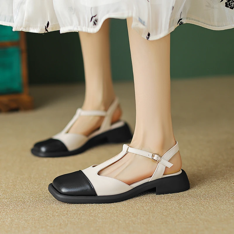 

Heihaian Baotou Sandals Elegant Small Fragrance Match Color Sandals 2023 Summer New Square Head Shallow Mouth Shoes Female 33-43