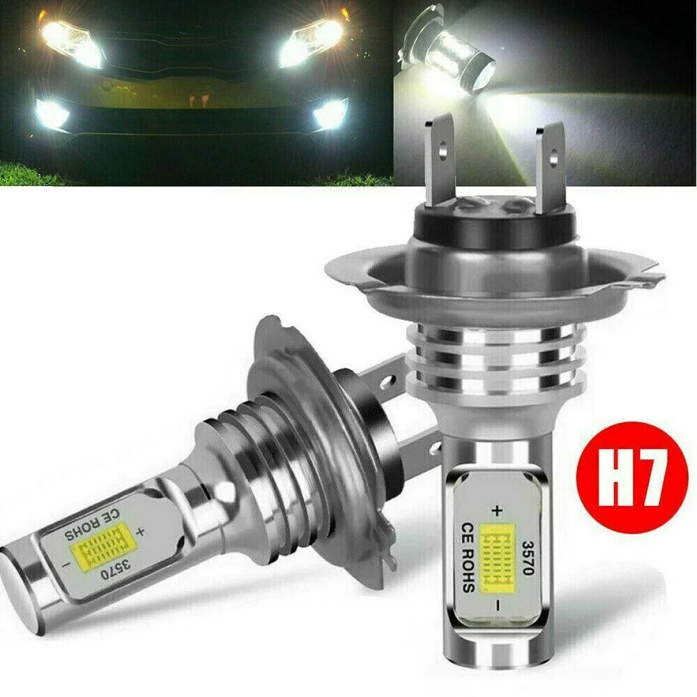 

2pcs H 7 LED Car Headlight 80W COB DRL Canbus 12-24V 6500K Lamp Bulb White