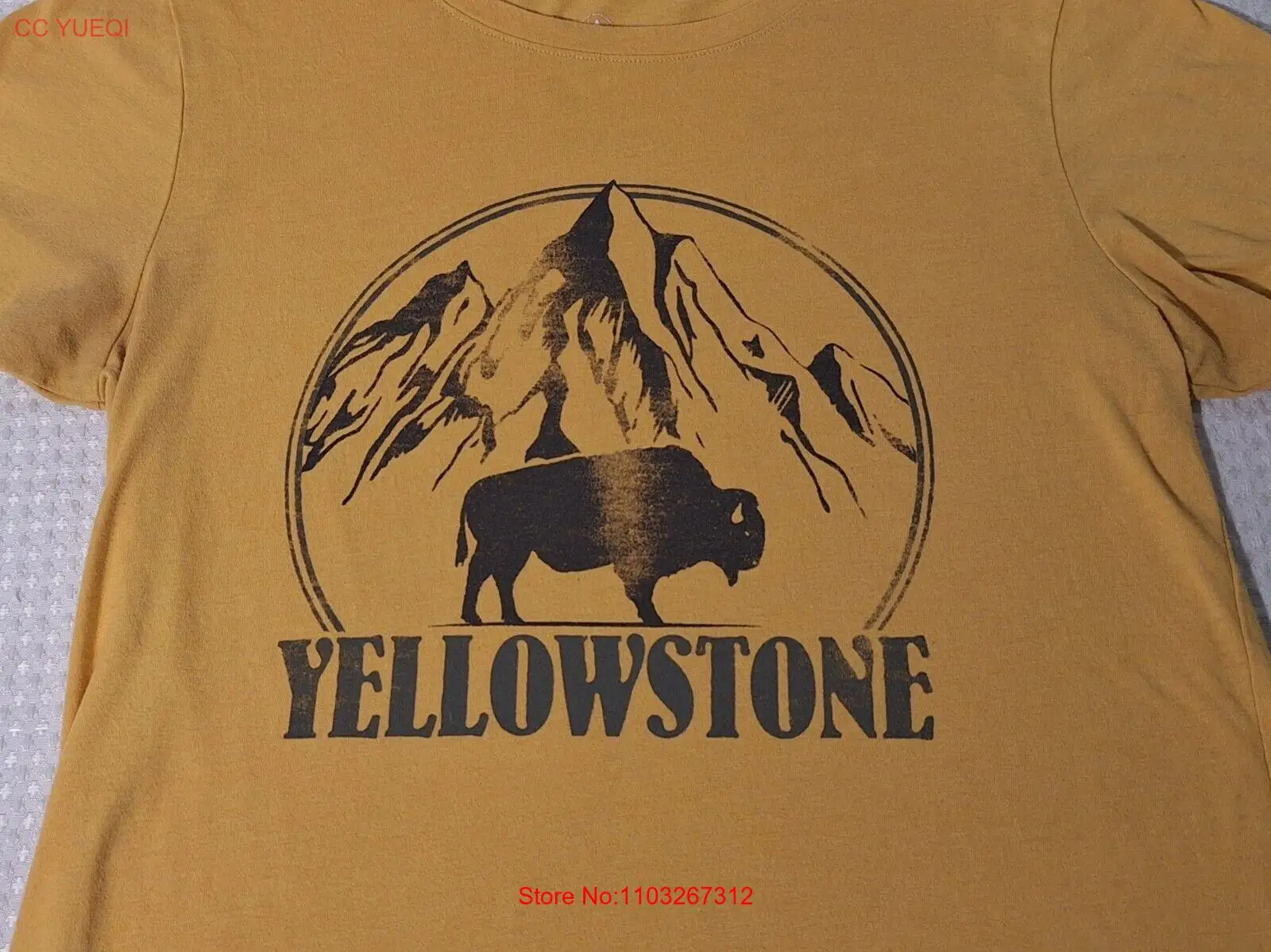 Сувенирная желтая футболка из смеси хлопка Yellowstone Bison Mountain размер S